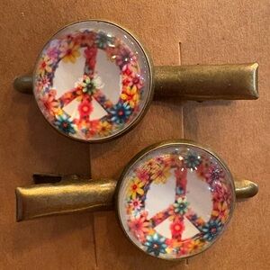 Boho Floral Peace Sign Hair Clips